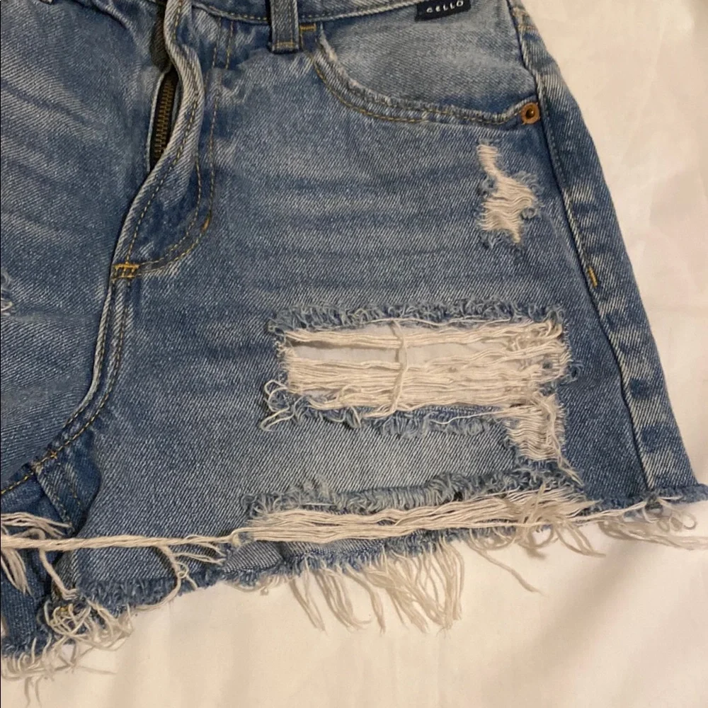 Cello Blue Distressed Jean Shorts High-Waisted Size XS
